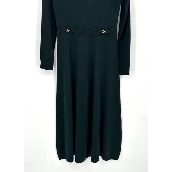 turtleneck sweater dress 100% wool long sleeve forest green N2 US 6 - Picture 10 of 14